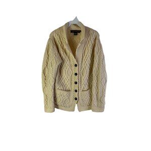 Vintage 90s Irish Merino Wool Fisherman Cardigan Sweater